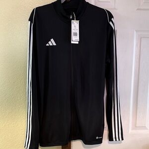 adidas Black Lightweight Track Jacket with White Stripes